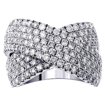 2.65 CT Diamond Crossover Anniversary Ring in 14k White Gold Pave Setting